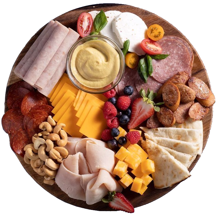 Plato lleno de deliciosos productos